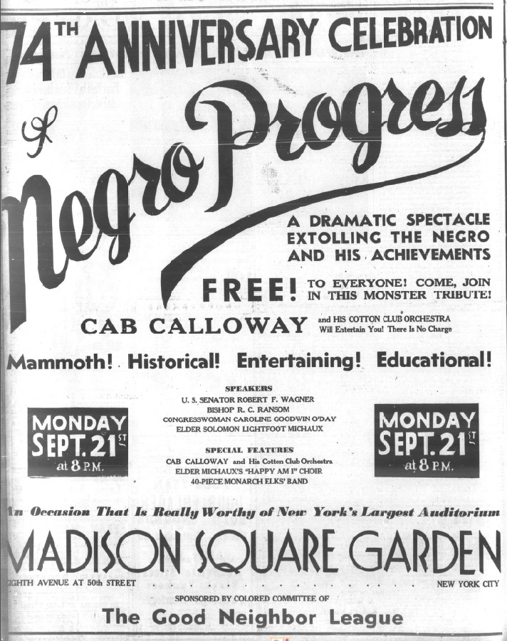 1936 0921 74 anniversary of Negro Progress Madison Square Garden ad.jpg