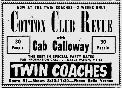 1960 0418 Pittsburgh Post Gazette Cotton Club REvue at Twin Coaches AD.png