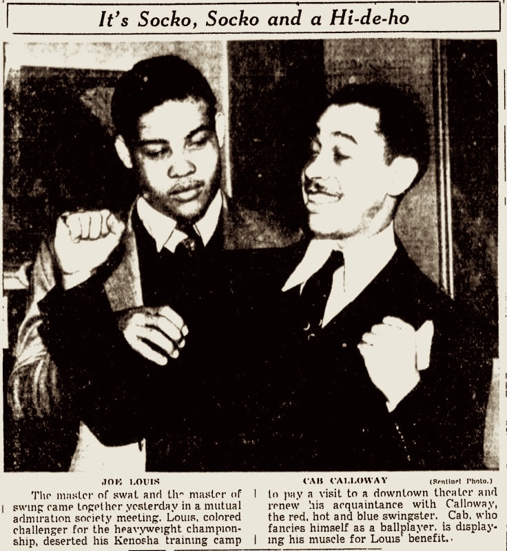1937 0528 Milwaukee Sentinel photo with Joe Louis et Cab - copie.jpg