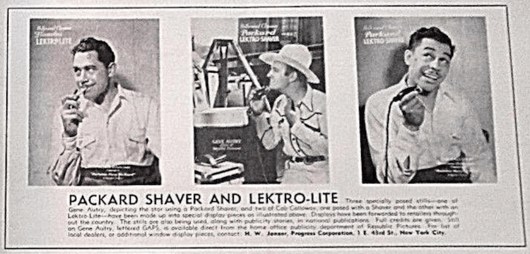 1937 Lektro Lite Shaver campaign with Cab and Gene Autry (Manhattan Merry Go Round).png