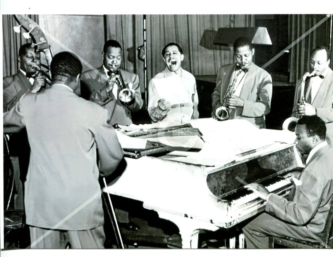 1947 Cab and Cab jivers in studio.jpg