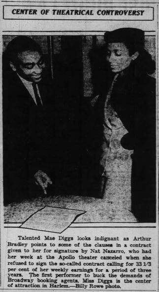 59 1939 1028 The_Pittsburgh_Courier_Sat__Oct_28__1939_(2) Mae Diggs PHOTO contract dispute crop.jpg